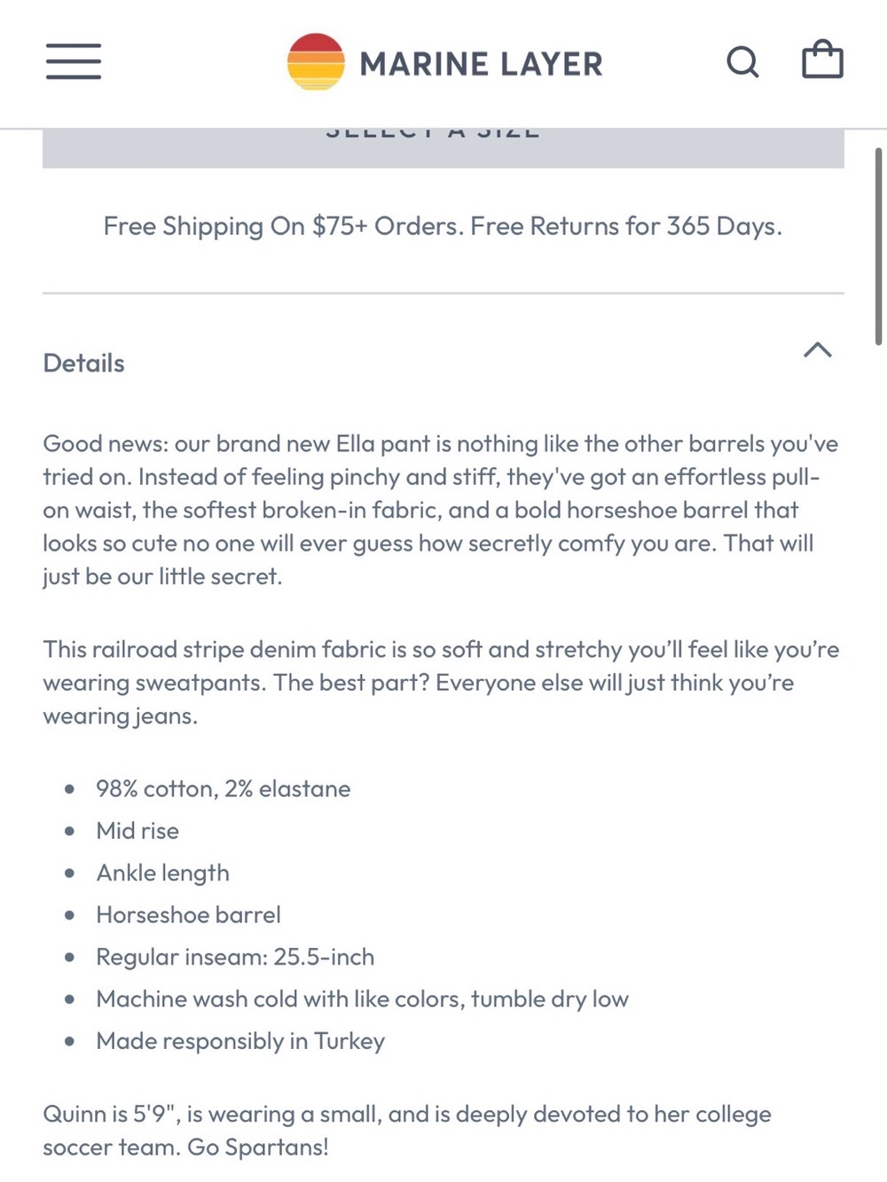 NWT! Marine Layer Ella Barrel Leg Pant, size S - Picture 6 of 7